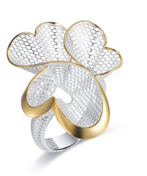 Heart Clover Filigree Ring-Two tone LM