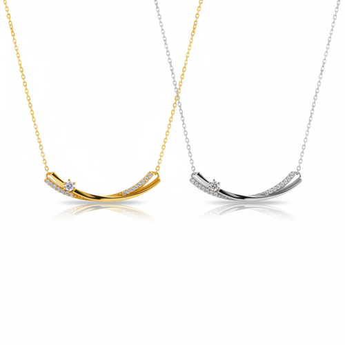 Arc Sparkle Bar Necklace – Gold & Silver