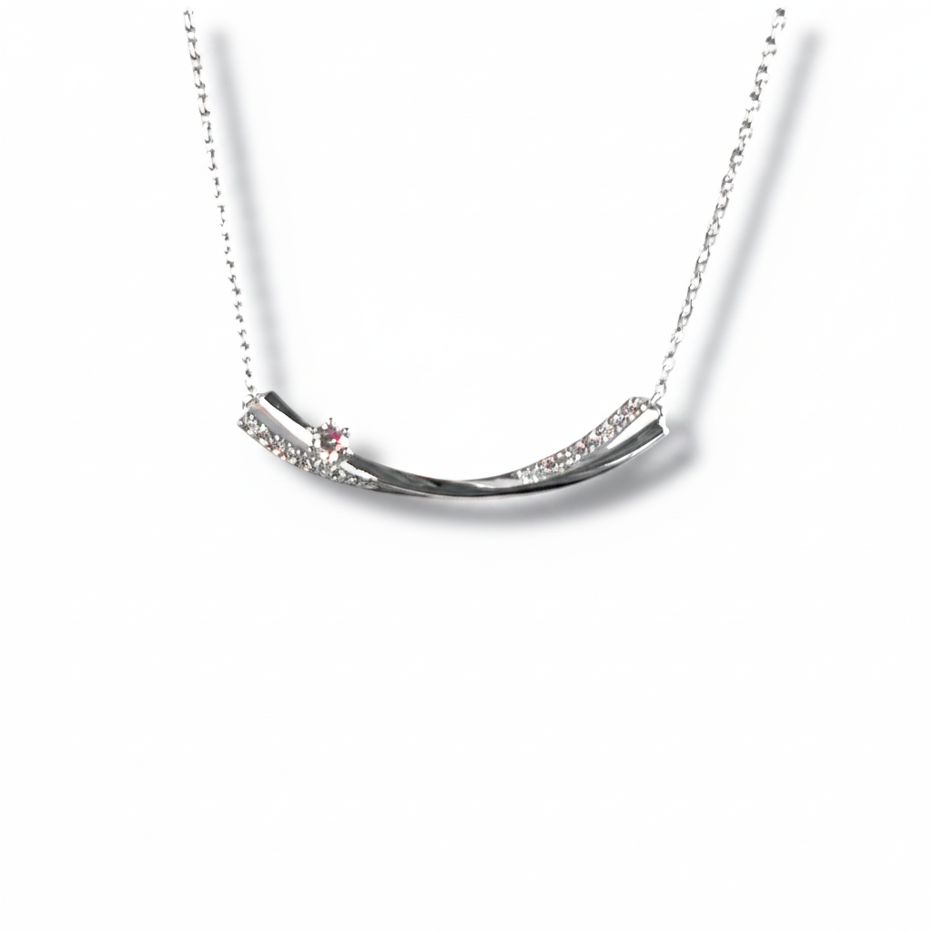Arc Sparkle Bar Necklace – Silver