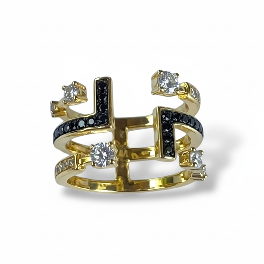 Architectural ring with adjusted gold color