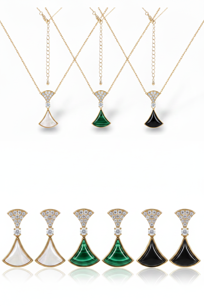 Art Deco Fan Set - Necklaces & Earrings