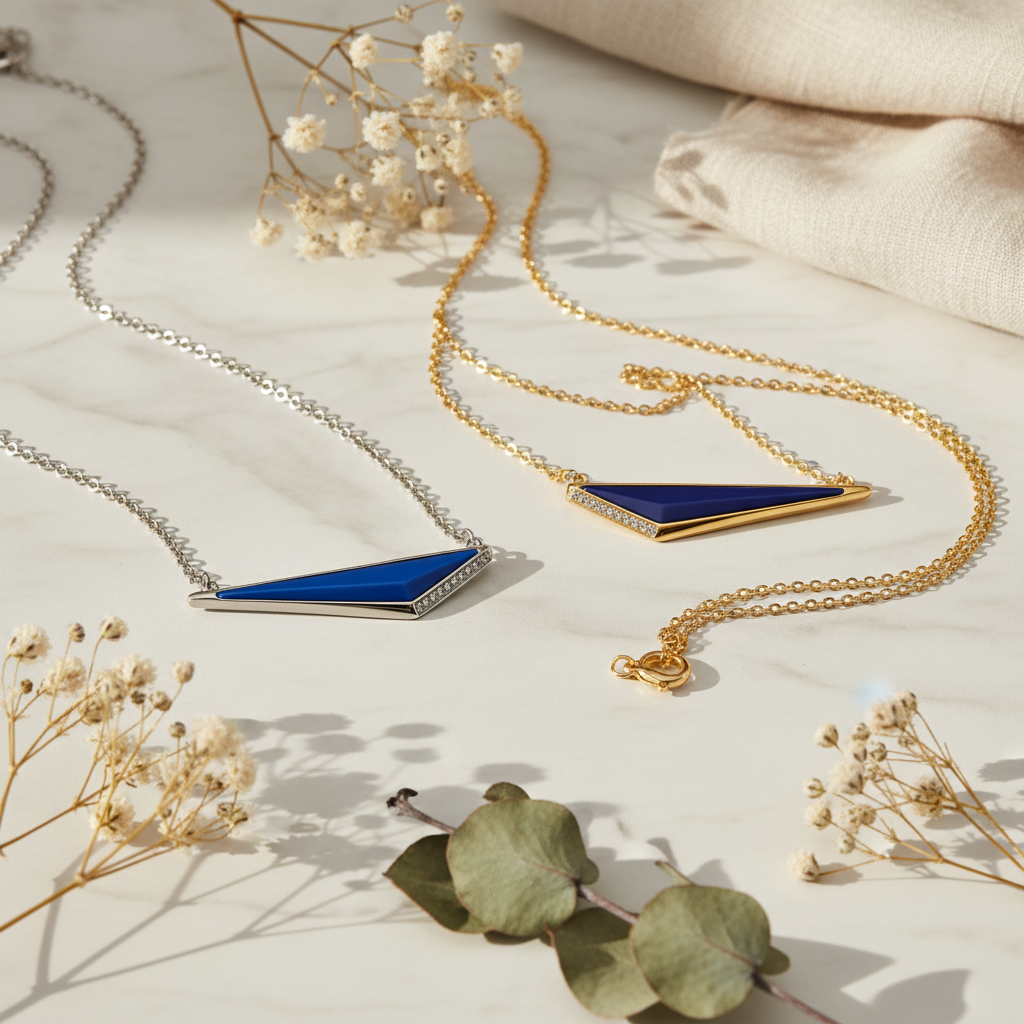 Aurora Edge Necklace – Gold & Silver Flat Lay