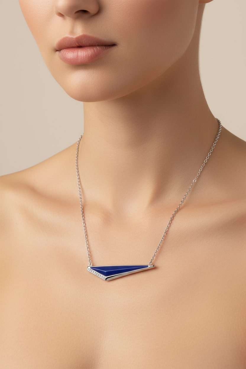 Aurora Edge Necklace – Silver On Neck