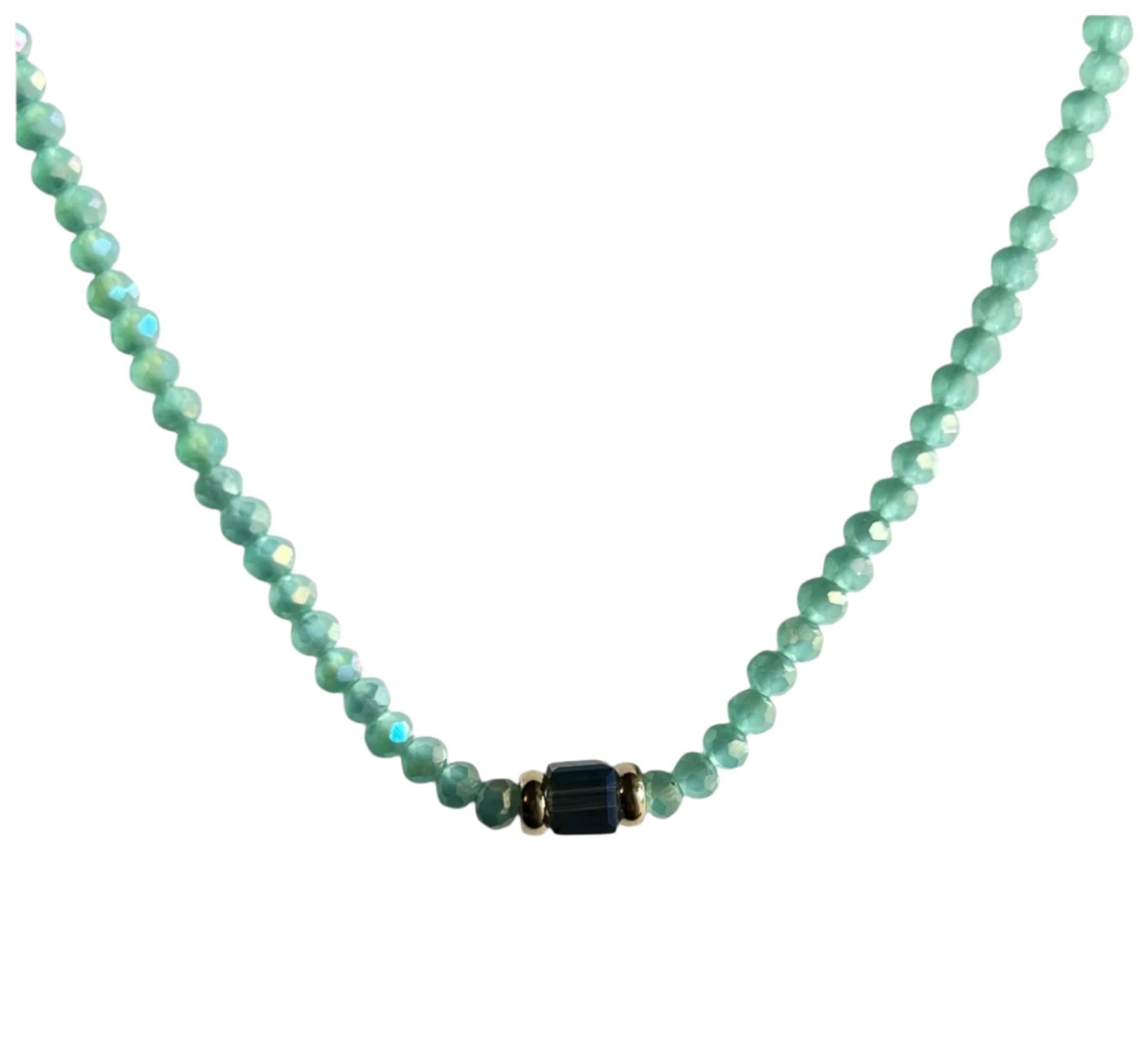 Ocean Mist Beaded Necklace-Gold "LM"