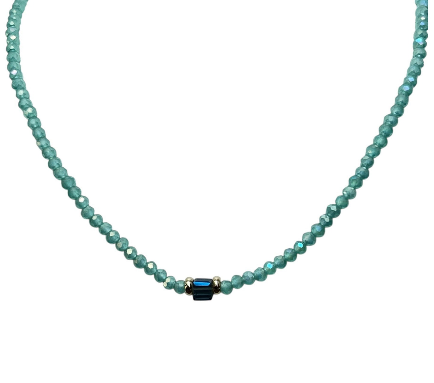 Seafoam Serenity Beaded Necklace-Gold LM