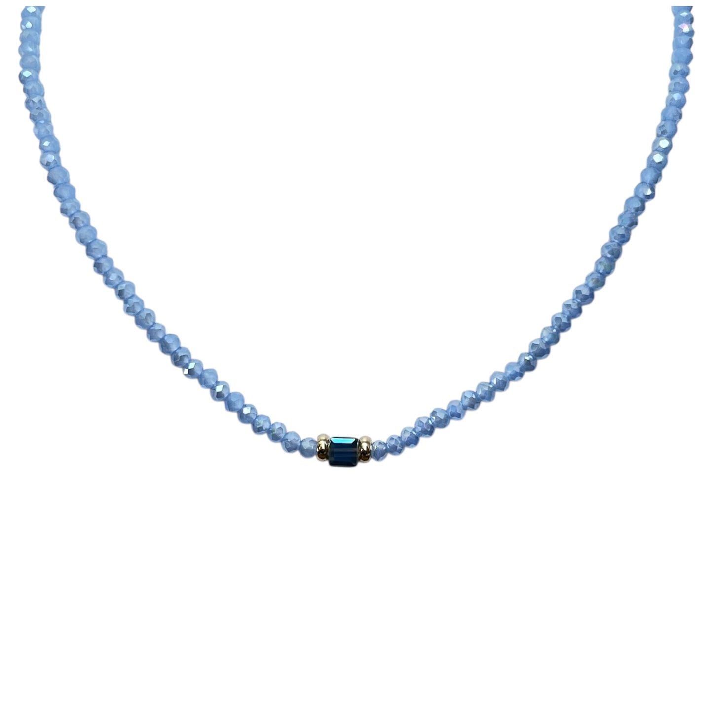 Azure Gleam Bead Necklace-Gold LM