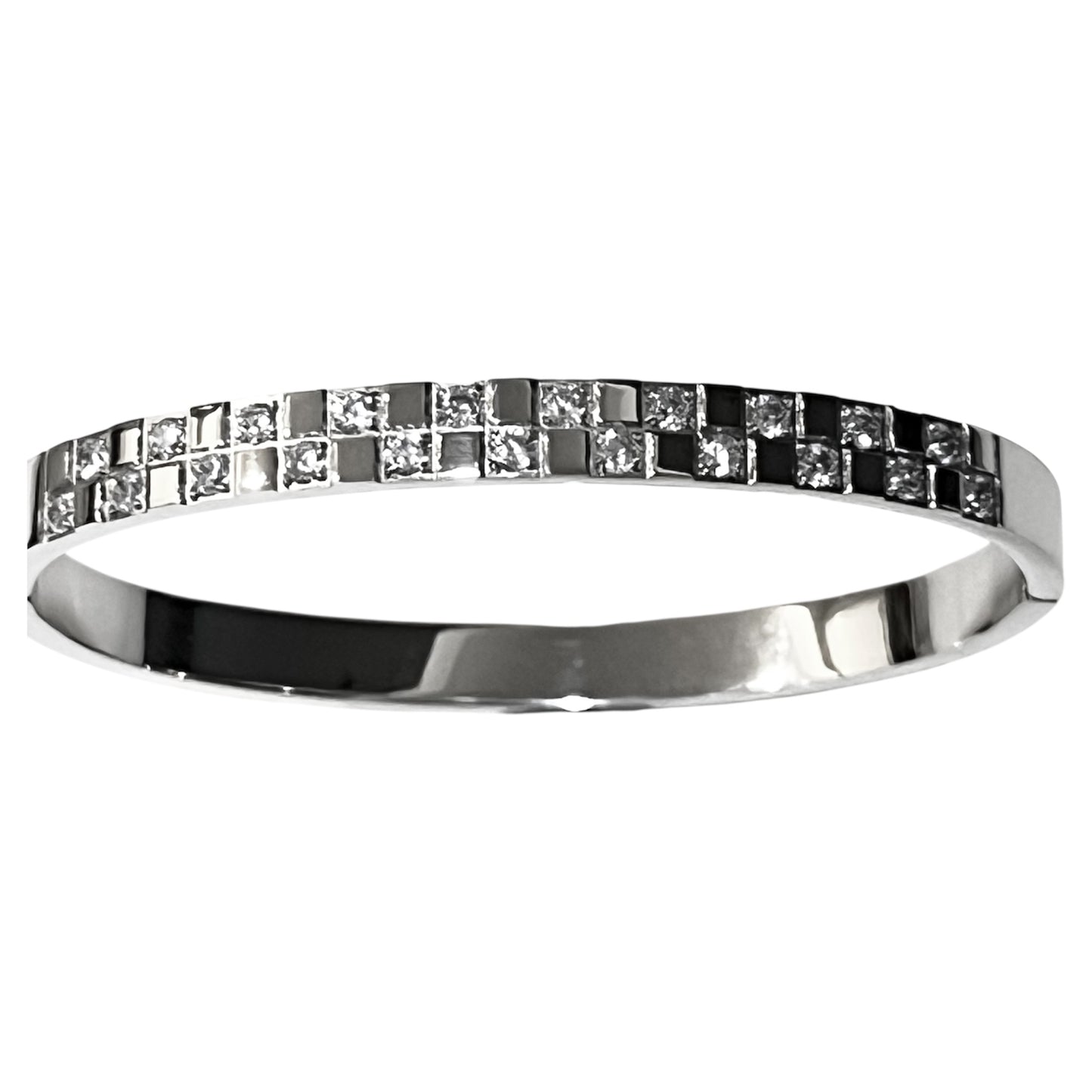 Radiant Row Bangle-Silver LM