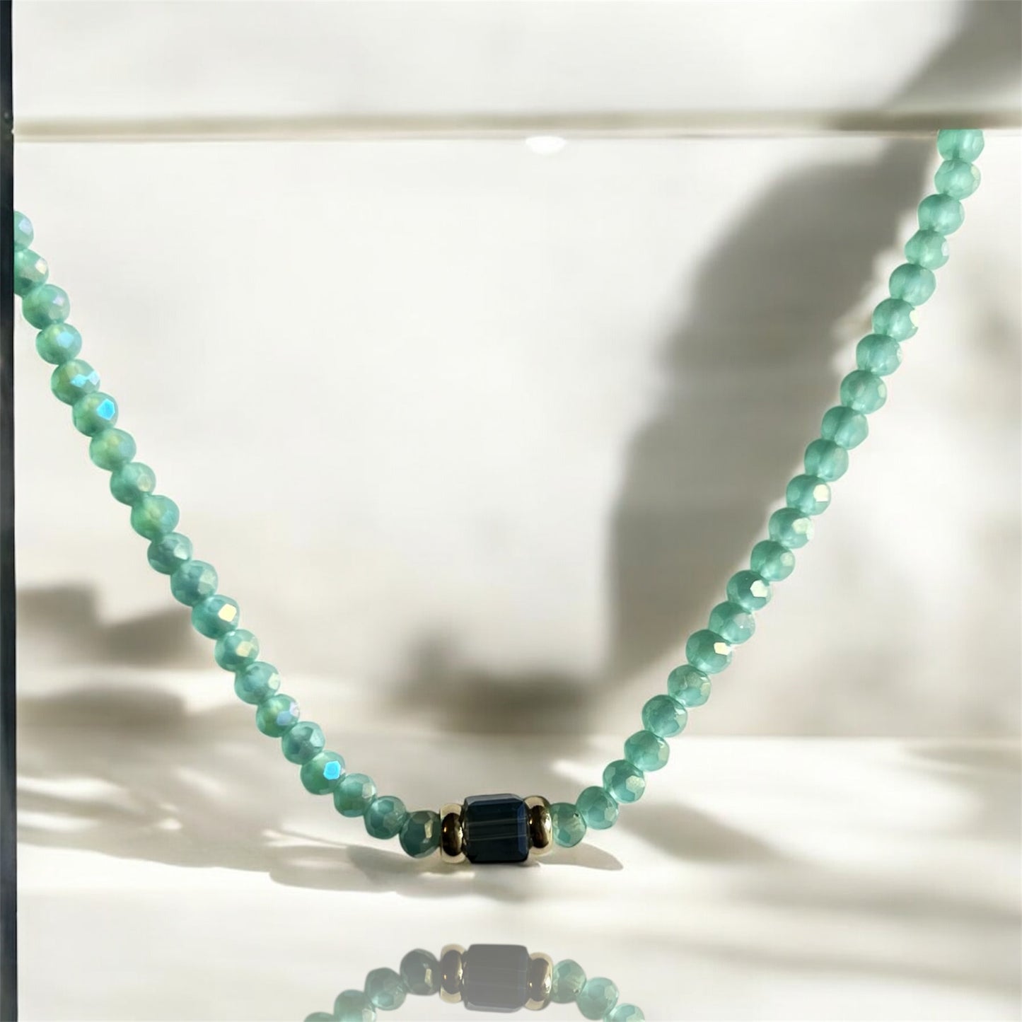 Seafoam Serenity Beaded Necklace-Gold LM