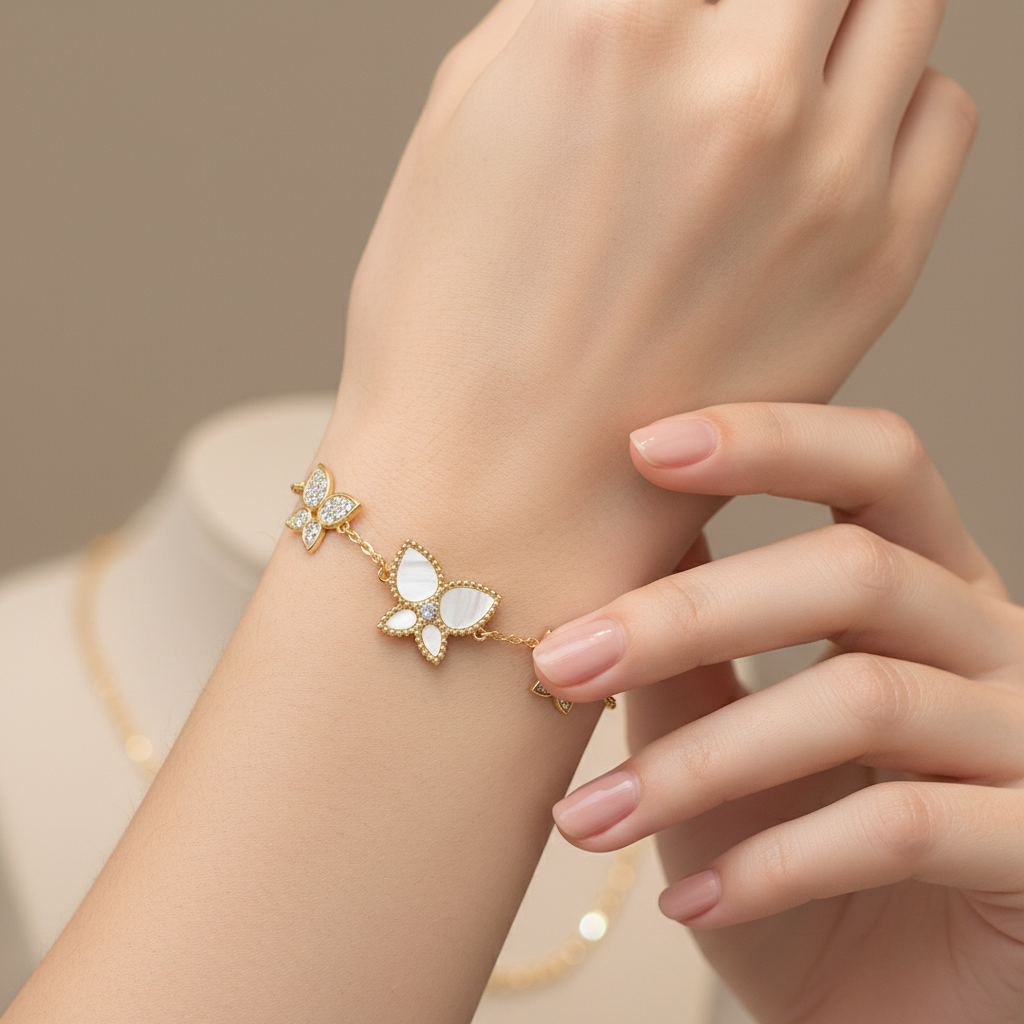 Butterfly bracelet on wrist