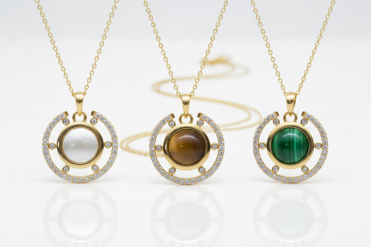 Celestial Circle Pendant Necklaces – All Three Variants