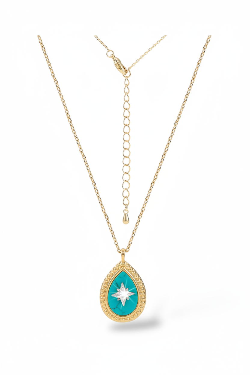 Celestial Teardrop Necklace - Turquoise