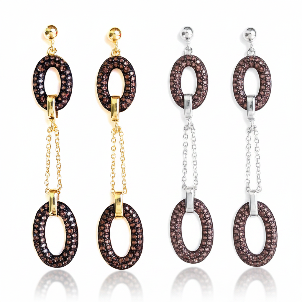 Choco Luxe Double Drop Earrings – Gold & Silver Pairs