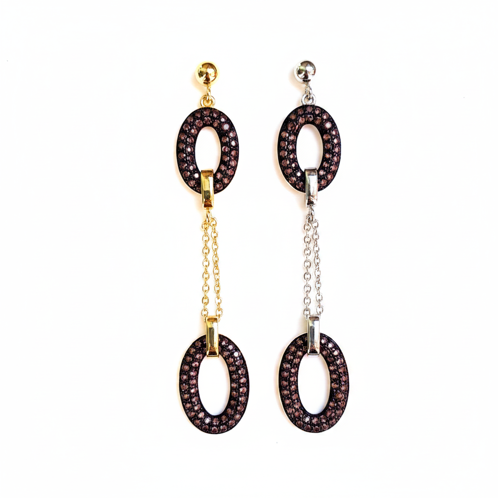 Choco Luxe Double Drop Earrings – Gold & Silver