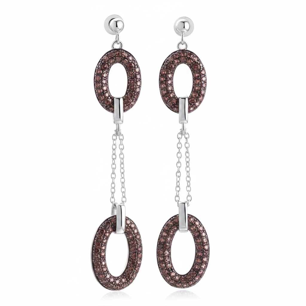 Choco Luxe Double Drop Earrings – Silver Pair
