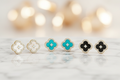 Clover Stud Earrings - All 3 Pairs on Marble