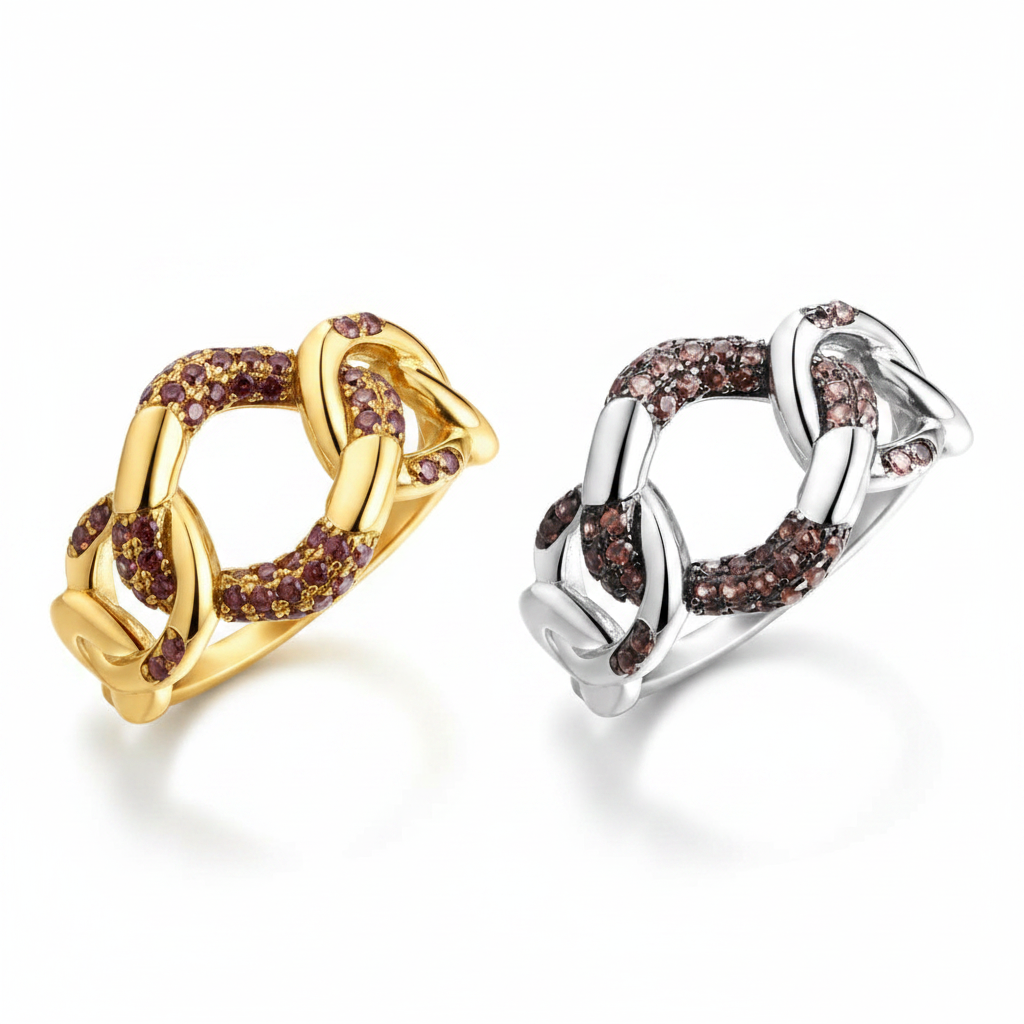 Crimson Link Ring – Gold & Silver