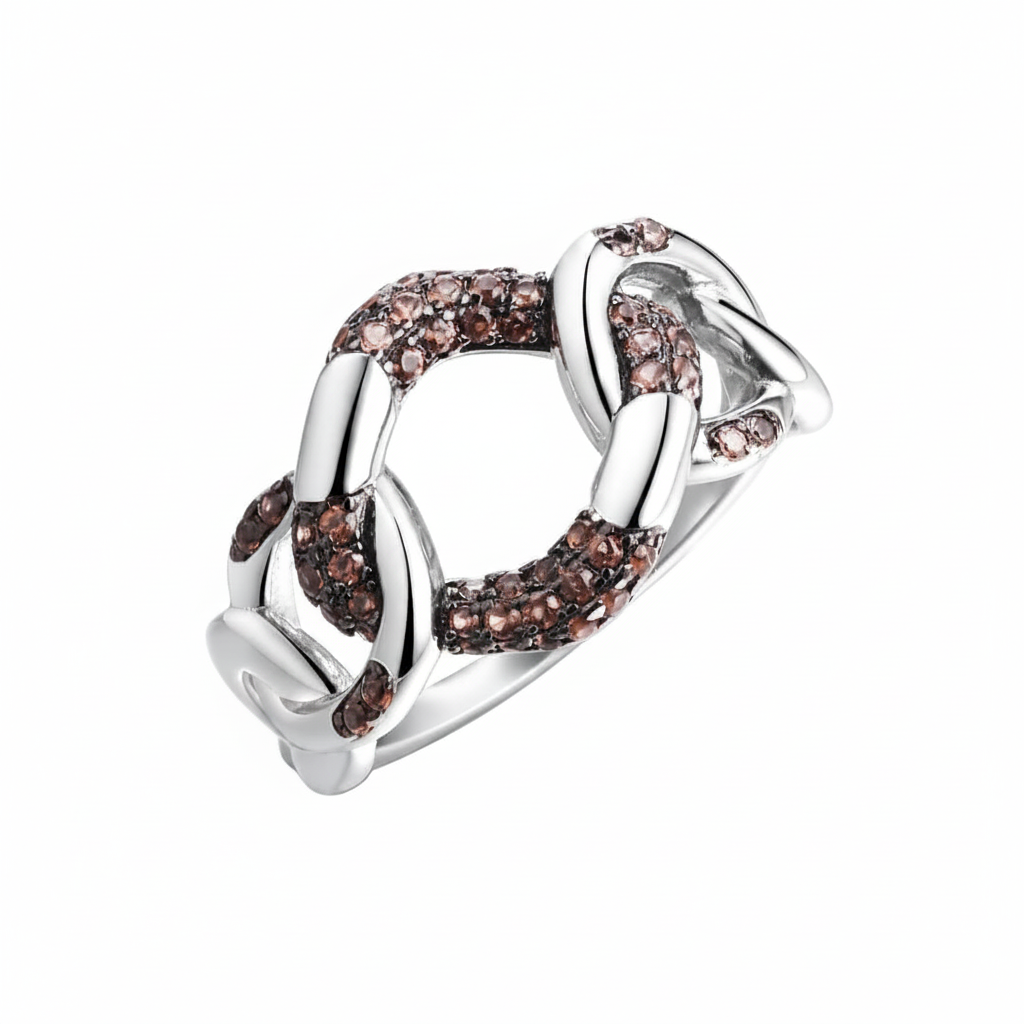 Crimson Link Ring – Silver