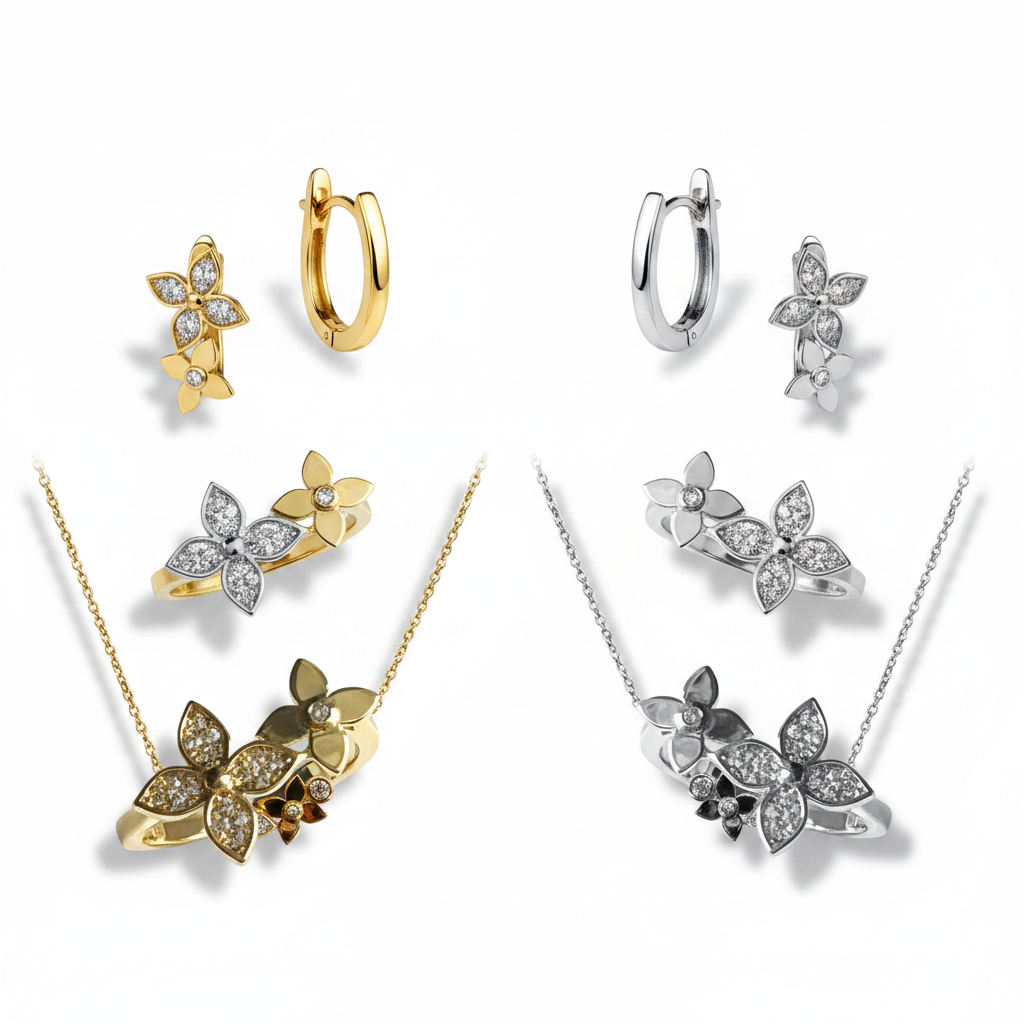 Crystal Bloom Full Set – Gold & Silver