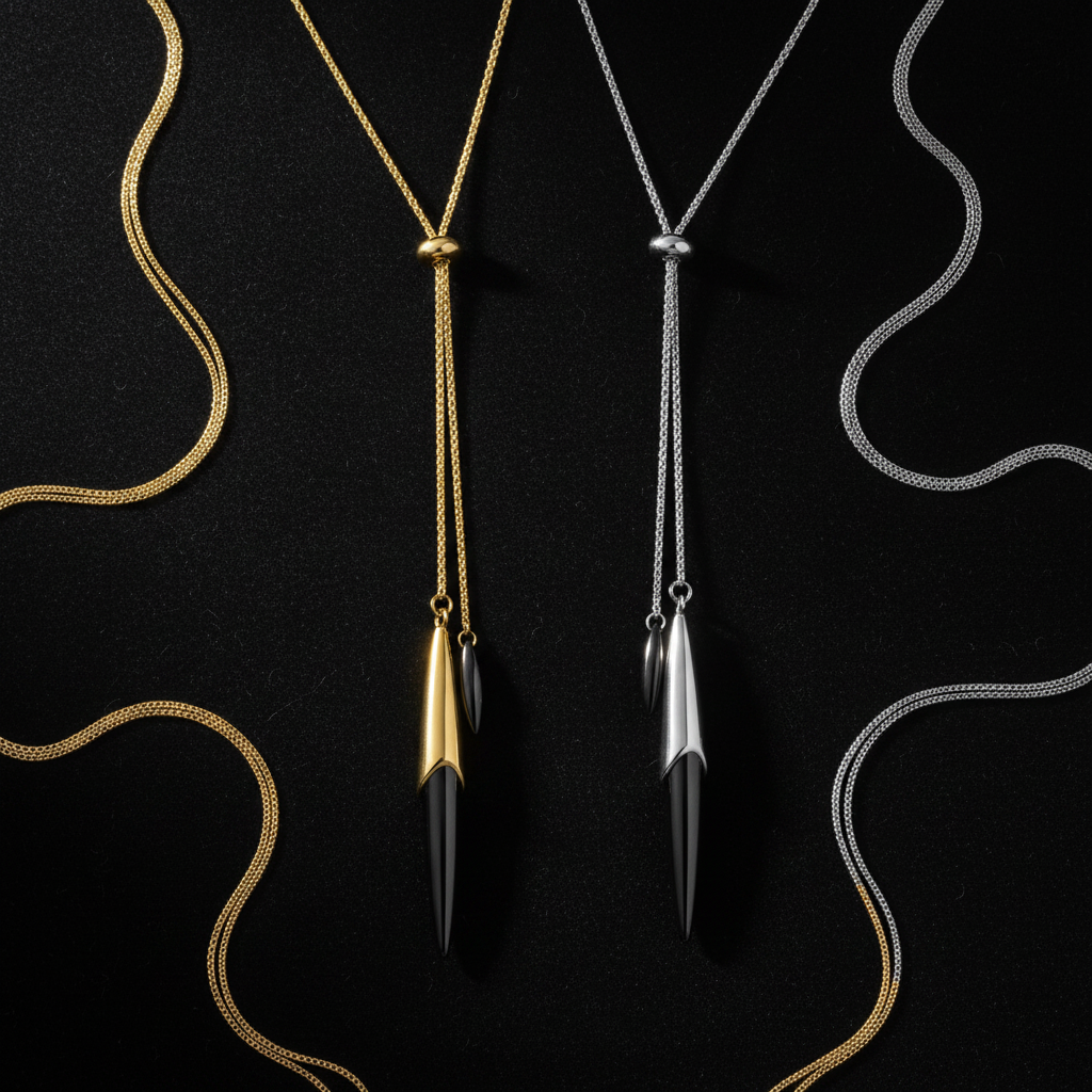 Drizzle Necklace – Gold & Silver Dark Flat Lay