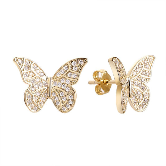 Luxe Flight Butterfly Stud Earrings-Gold LM