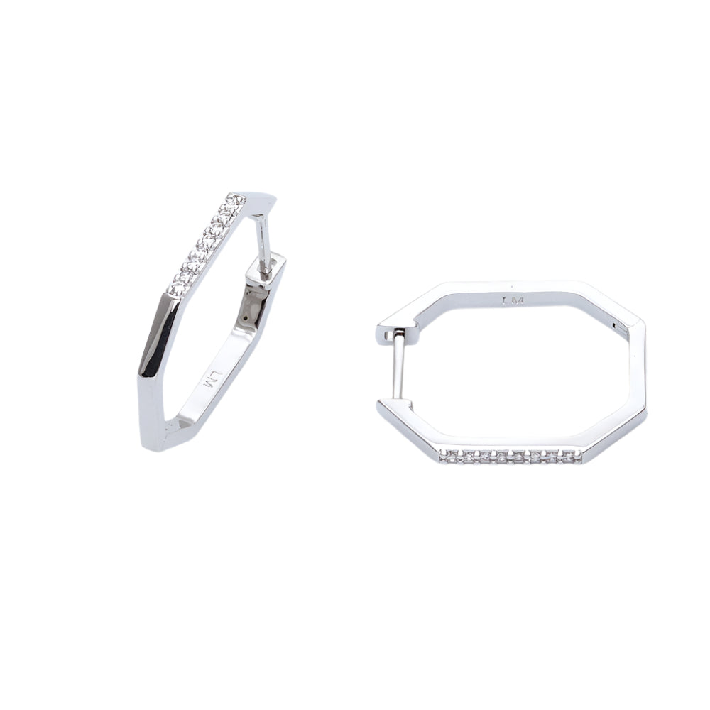 Geo Octagon Pavé Hoop Earrings "LM"