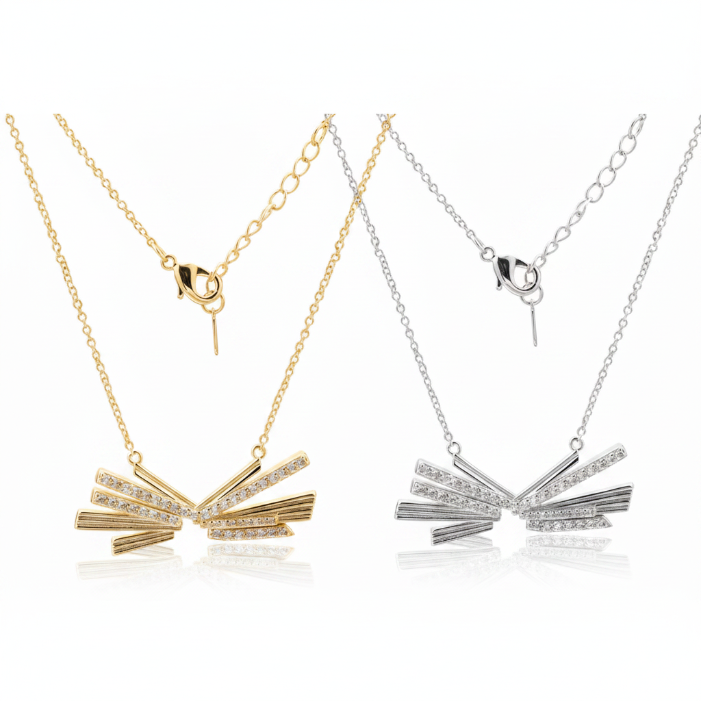 Elegant Arc CZ Necklace – Gold & Silver