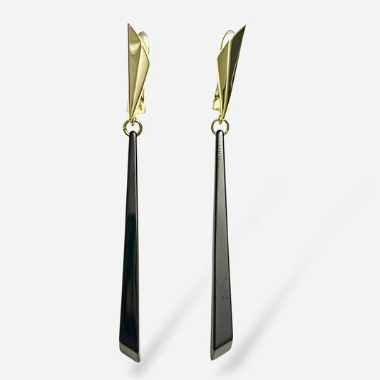 Noir Spear Drop Earrings-Gold LM