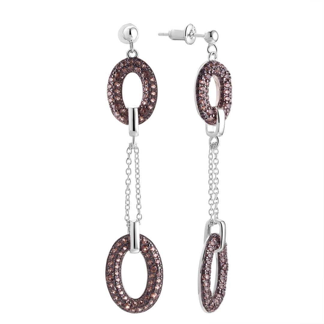 Choco Luxe Double Drop Earrings-Silver LM