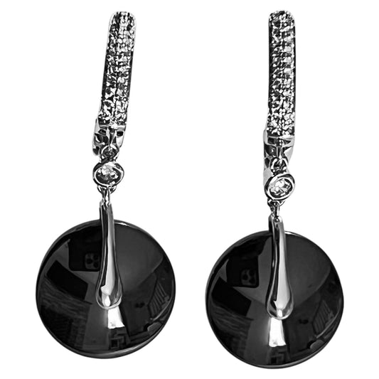 Noir Eclipse Drop Earrings-Silver LM