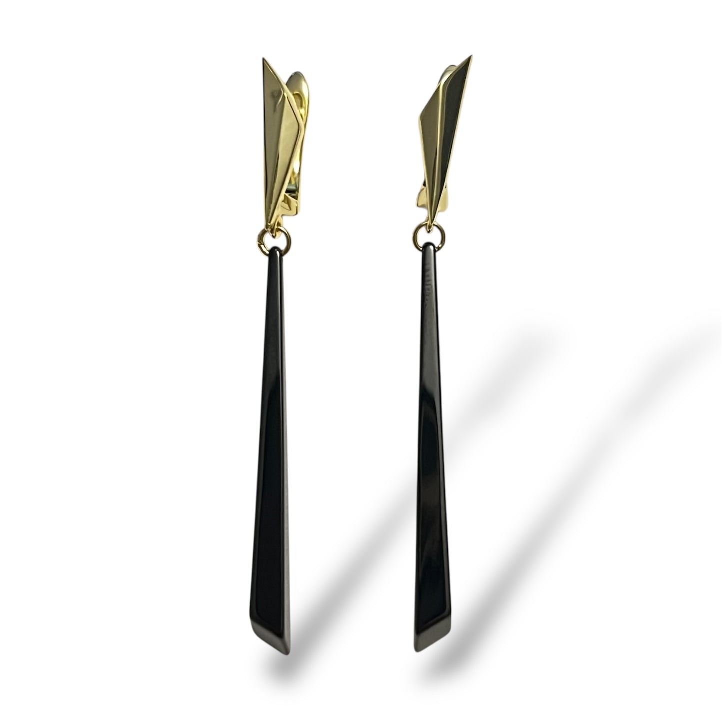 Noir Spear Drop Earrings-Gold LM