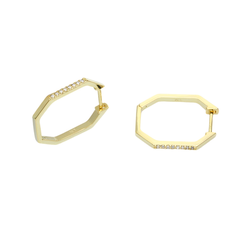 Geo Octagon Pavé Hoop Earrings "LM"