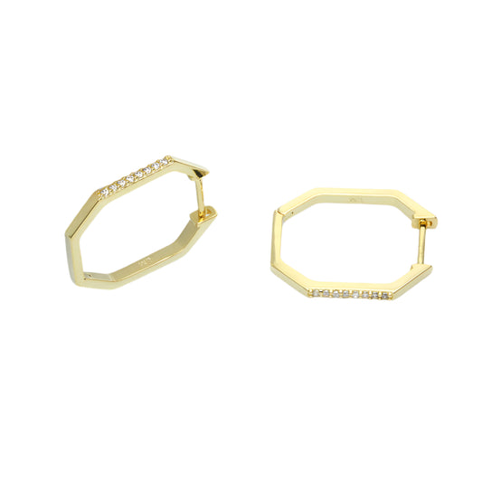 Golden Octa Sparkle Hoops-Gold LM