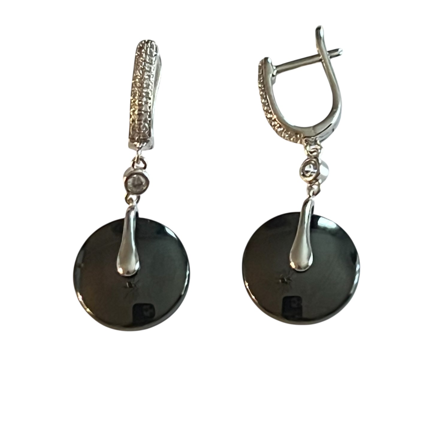 Noir Eclipse Drop Earrings-Silver LM