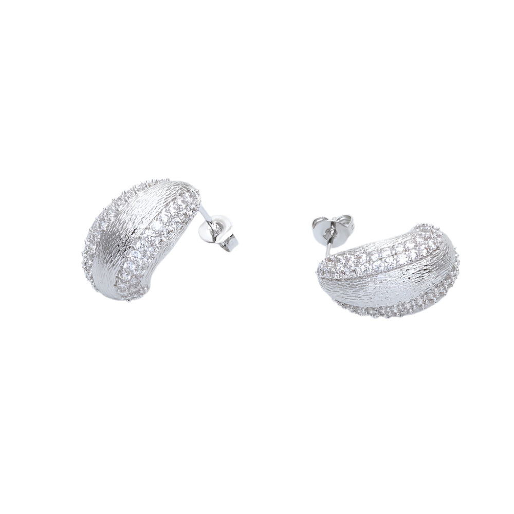 Frosted Gleam Half Hoops-Silver LM