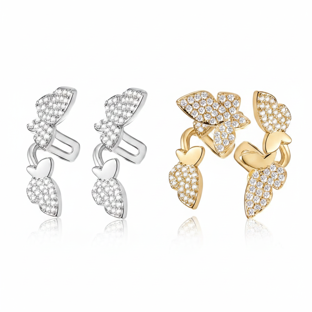 Flutter CZ Butterfly Earrings – Both Pairs Combined