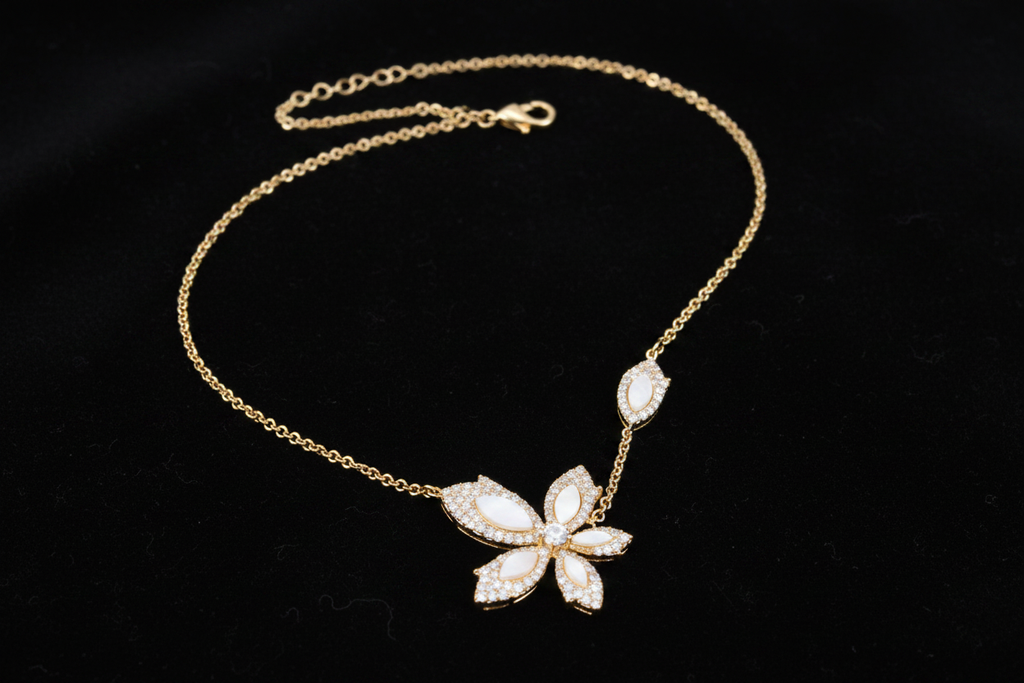 Forever Fleur Necklace - Dark Velvet Flat Lay
