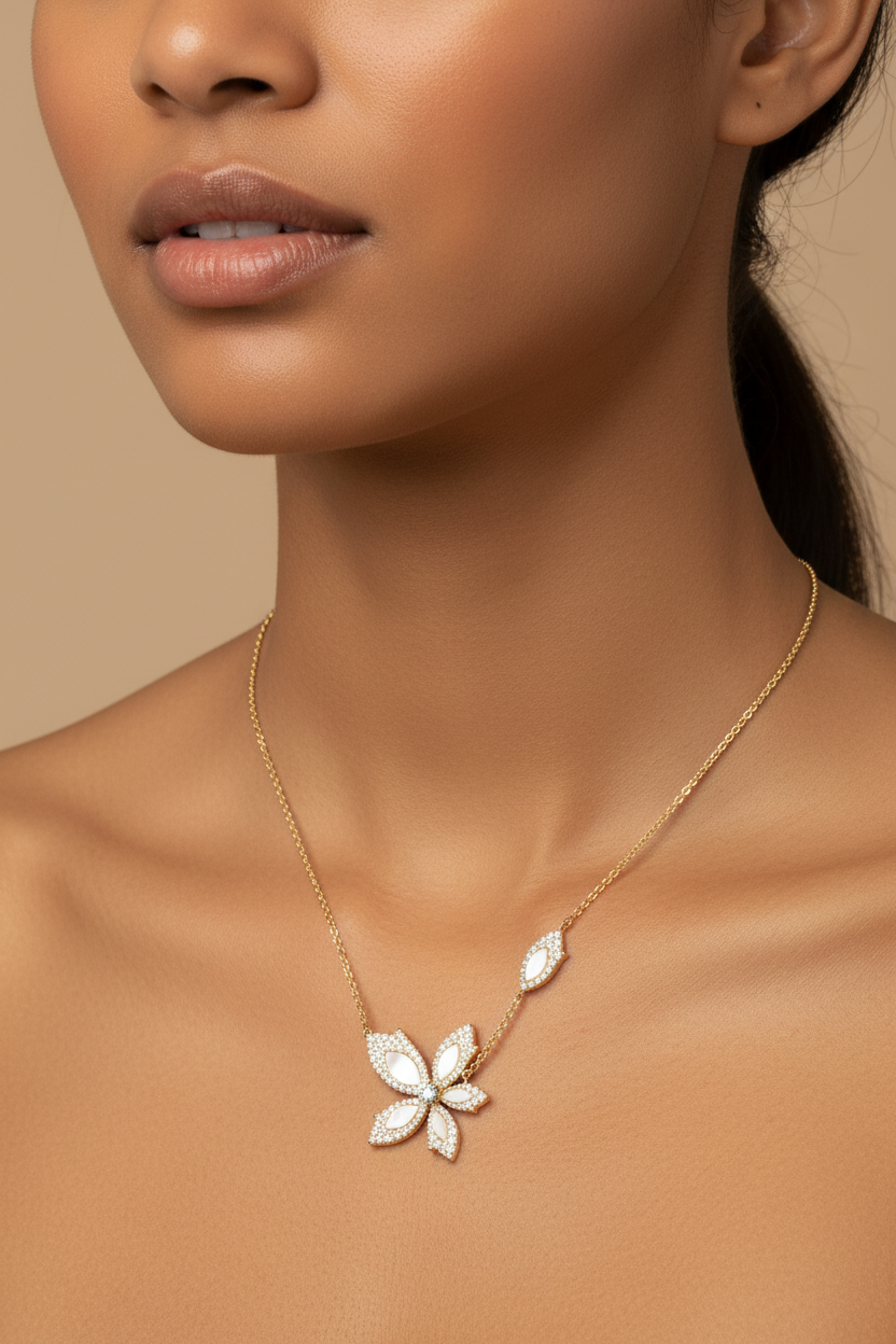 Forever Fleur Necklace - On Model
