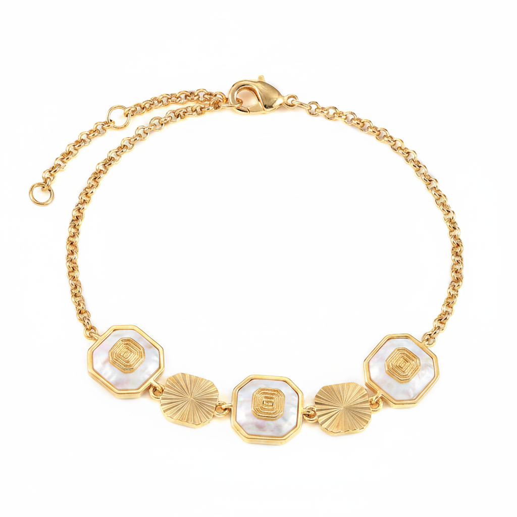Geometric Station Bracelet - Mother of Pearl