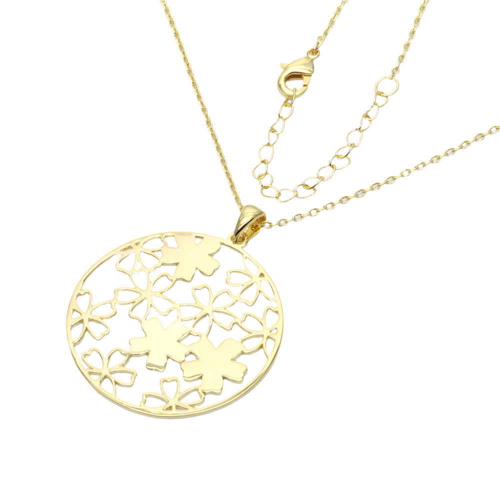 Floral Harmony Pendant Necklace-Gold LM