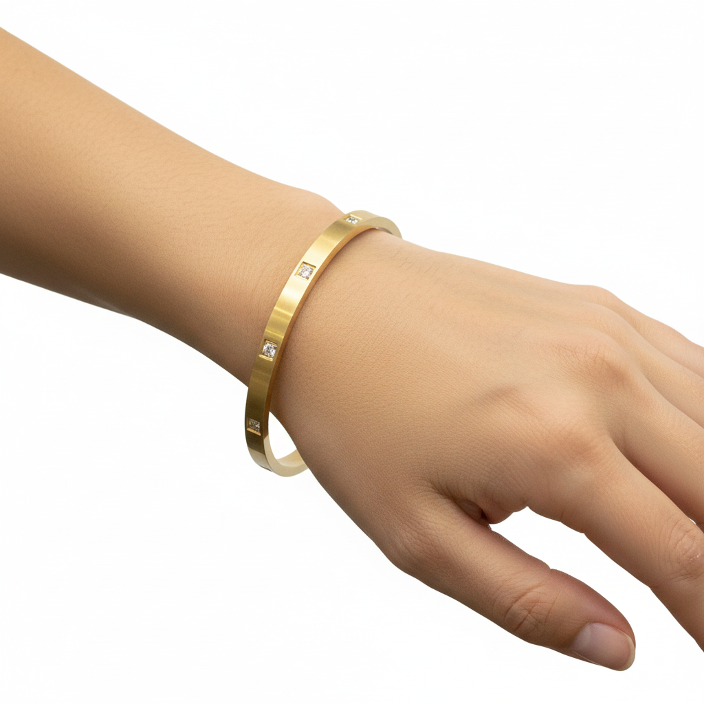 Gold bracelet on hand model