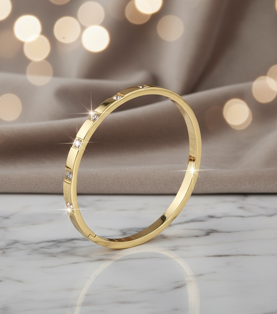 Gold crystal bangle with elegant background