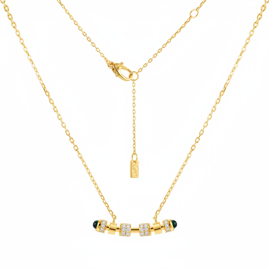 Gold necklace with diamond beads