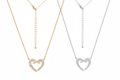 Gold & Silver Pavé Open Heart Necklaces