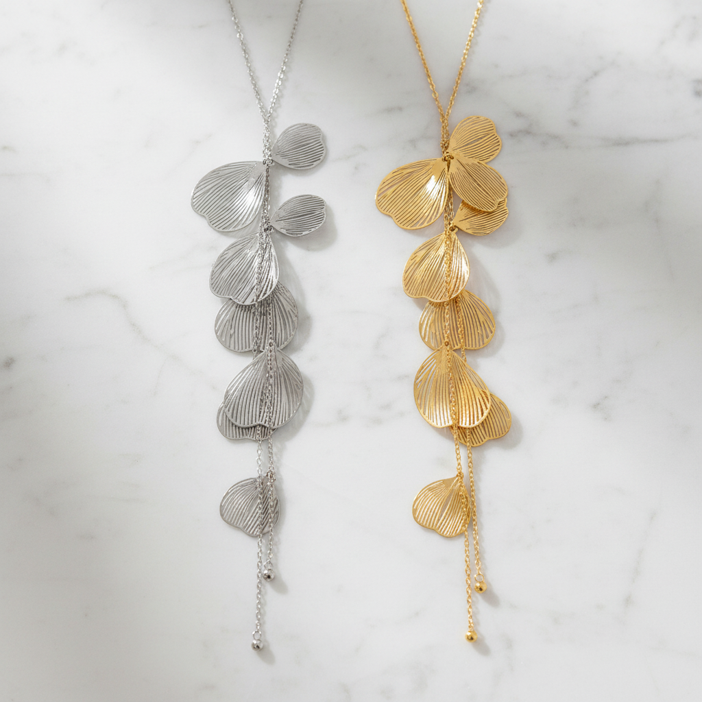 Golden Petal Cascade Necklace Gold & Silver