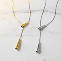 Golden Teardrop Lariat Gold & Silver