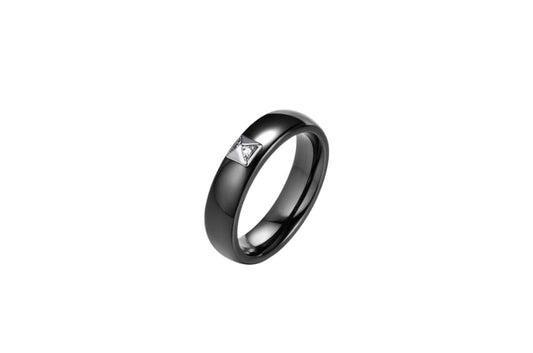 Obsidian Point Ring-Silver LM