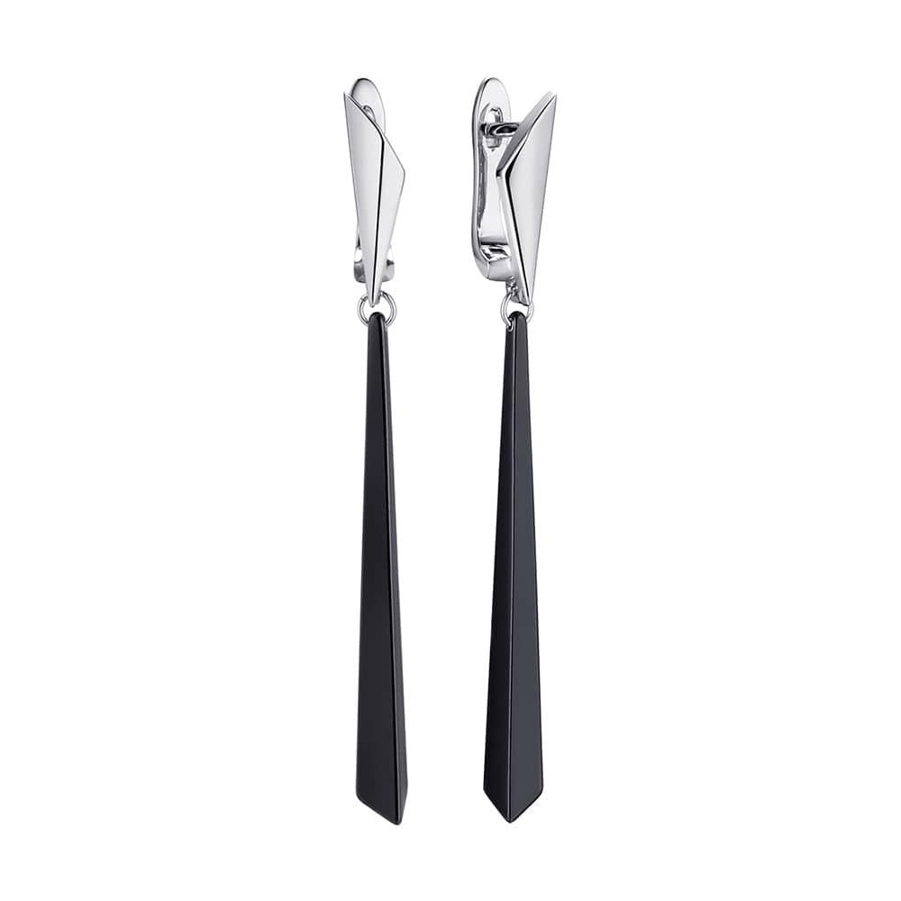 Noir Spear Drop Earrings-Silver LM