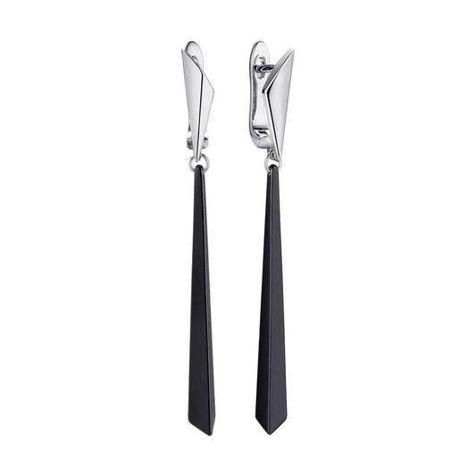 Noir Spear Drop Earrings-Silver LM