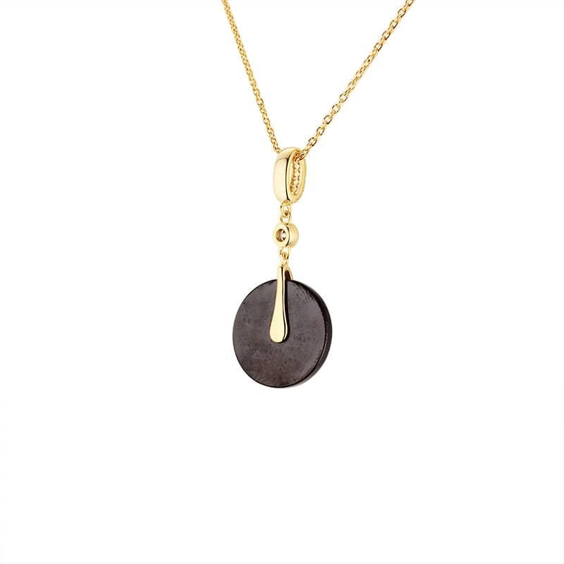 Noir Eclipse Drop Necklace-Gold LM