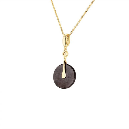 Noir Eclipse Drop Necklace-Gold LM